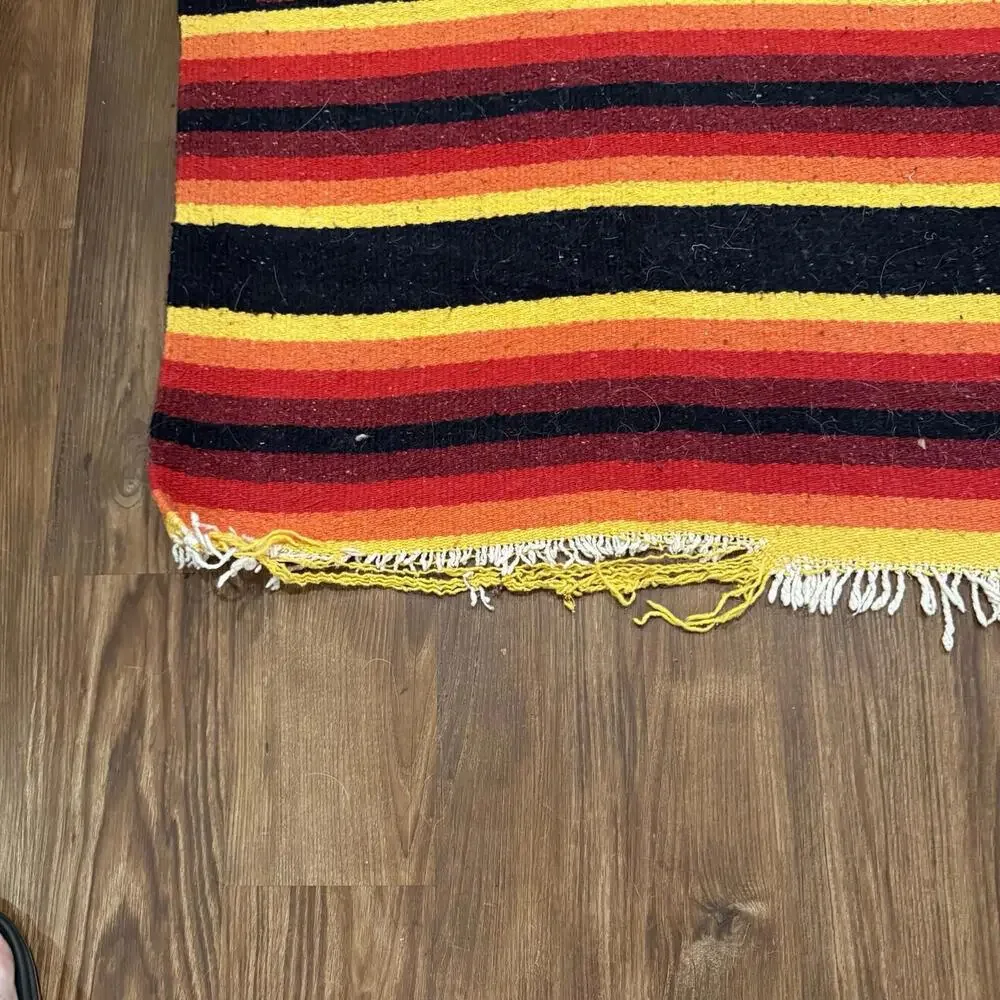 Vintage 70s/80s RARE Handmade Wool‎ Rug Colorful Kilim Aztec Southwestern 88x60